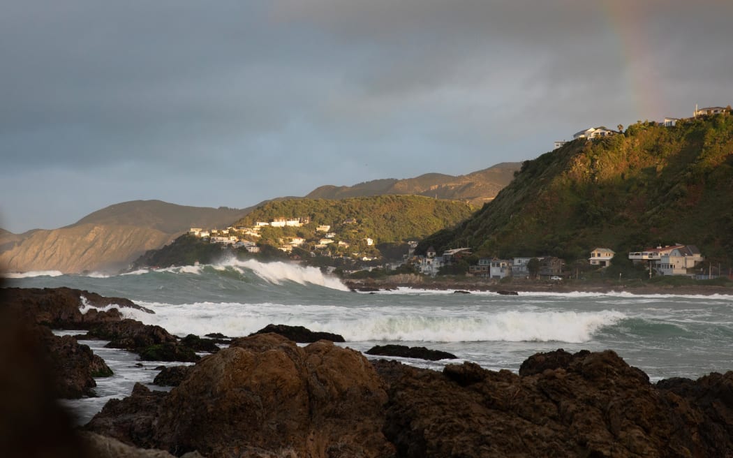Waves crash against Wellingtons southern coast