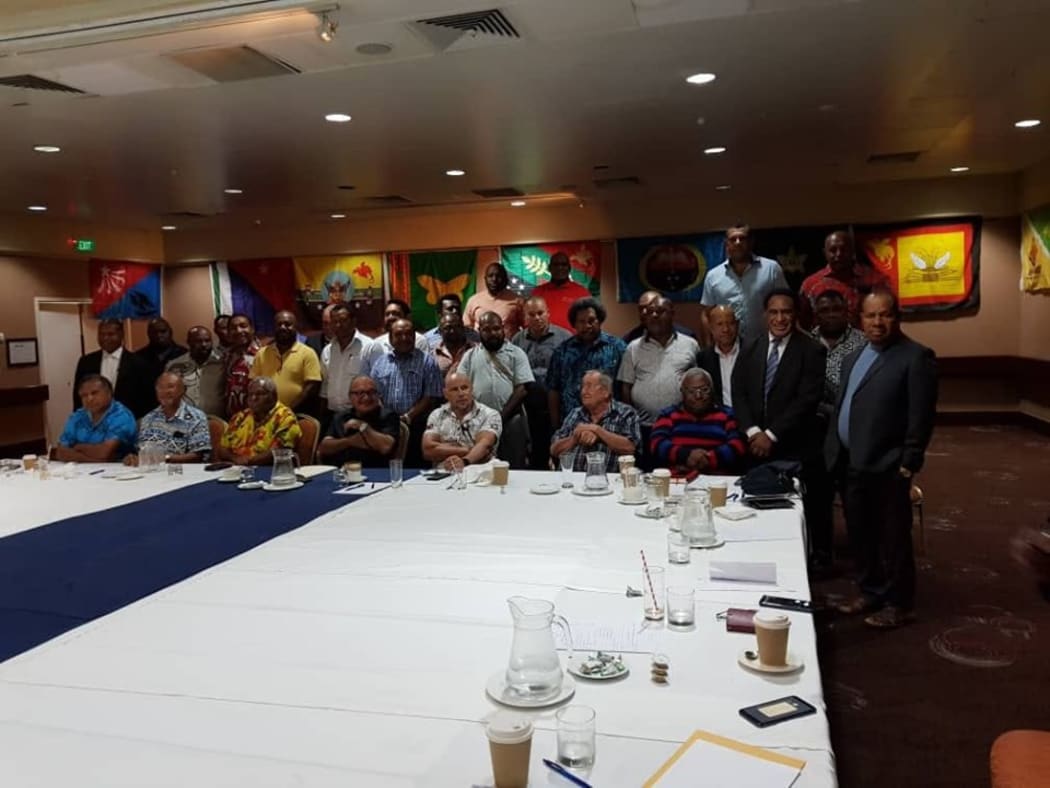 People's National Congress party MPs at their caucus meeting in Port Moresby, 1 May 2019
