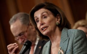 WASHINGTON, DC - MARCH 10: U.S. Speaker of the House Nancy Pelosi (R) (D-CA) and Senate Minority Leader Chuck Schumer (L) (D-NY) speak at a press conference