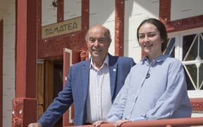 Otago Daily Times reporter Ani Ngawhika pictured with Edward Ellison at Otakou.