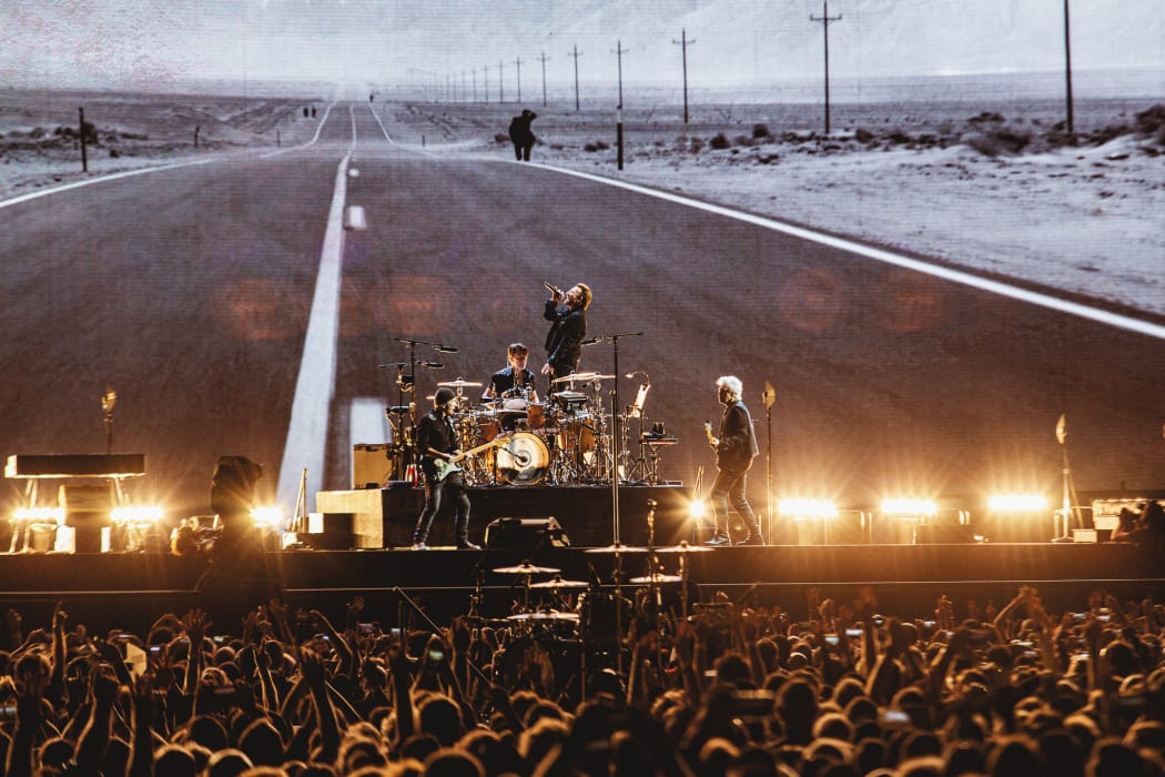 U2 perform live at Auckland's Mt Smart Stadium