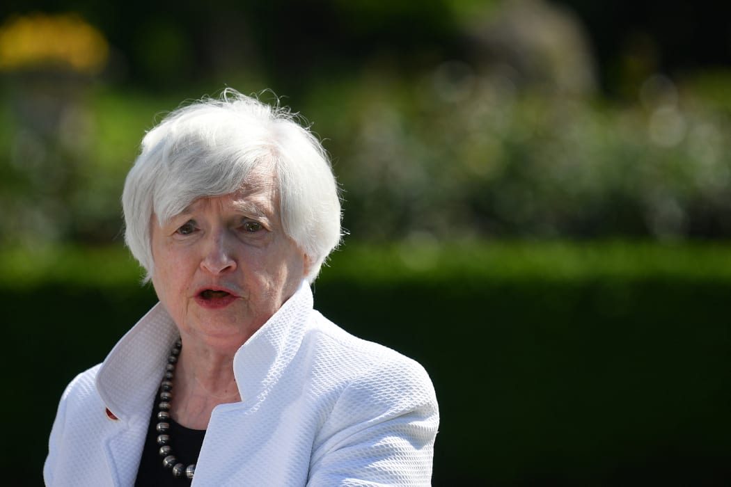 US Treasury Secretary Janet Yellen speaks during a press conference at Winfield House in London on June 5, 2021, after attending the G7 Finance Ministers meeting.