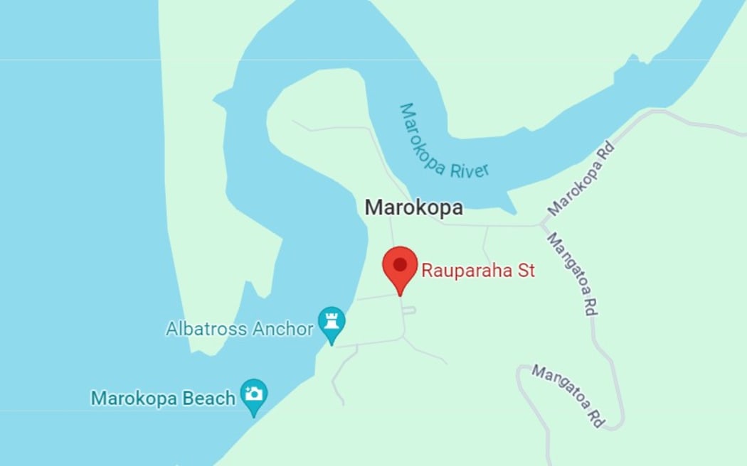 A Google Maps image showing Rauparaha Street in Marokopa, south Waikato.