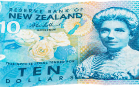 close up image of ten Dollar notes in New Zealand currency Dollar notes in New Zealand currency, front and back