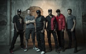 Prophets Of Rage (l-r DJ Lord, Tim Commerford, Chuck D, Tom Morello, B-Real, Brad Wilk)