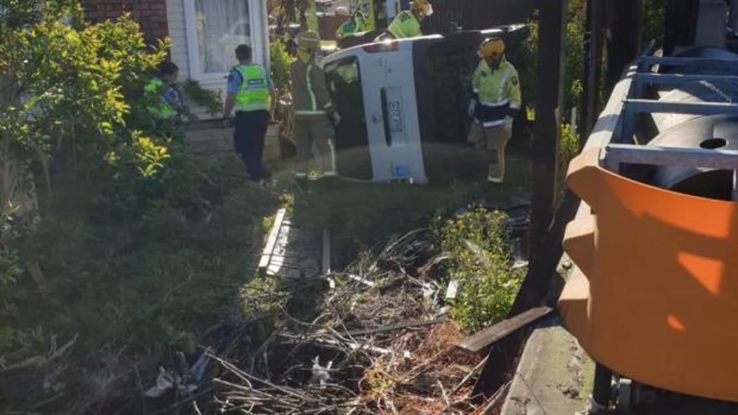 Car smashed through a fence at a New Windsor property in Auckland.