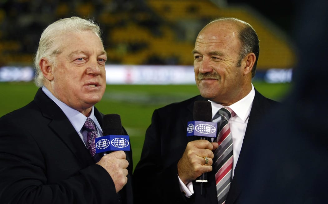Wally Lewis (right) and Phil Gould - commentating for Channel Nine in 2011.