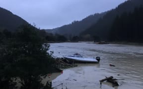 Uawa river in flood at Tolaga Bay.