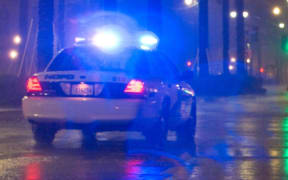 A police car at night in Louisiana, United States