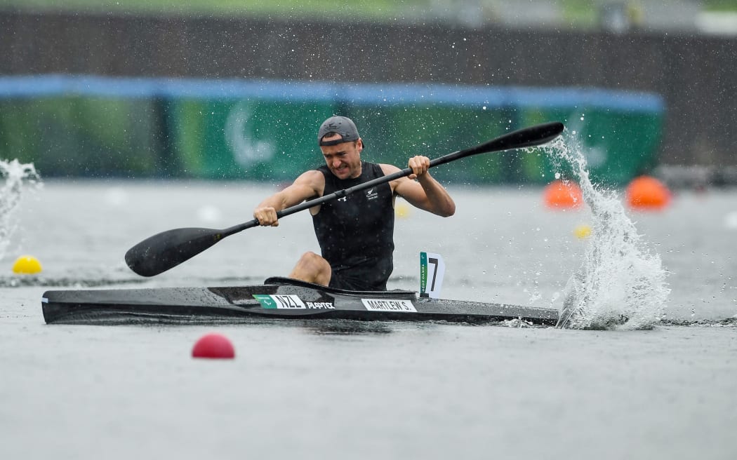 Scott Martlew (NZL) during the Canoe Sprint Men's Kayak Single K2 200m at the Tokyo 2020 Paralympics on 2nd September 2021.