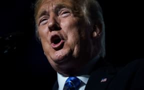 US President Donald Trump speaks in Kansas City, Missouri.