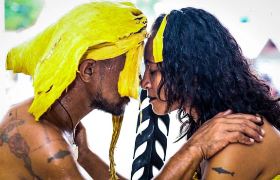 Cultural performers from Rennell and Bellona Province in Solomon Islands.