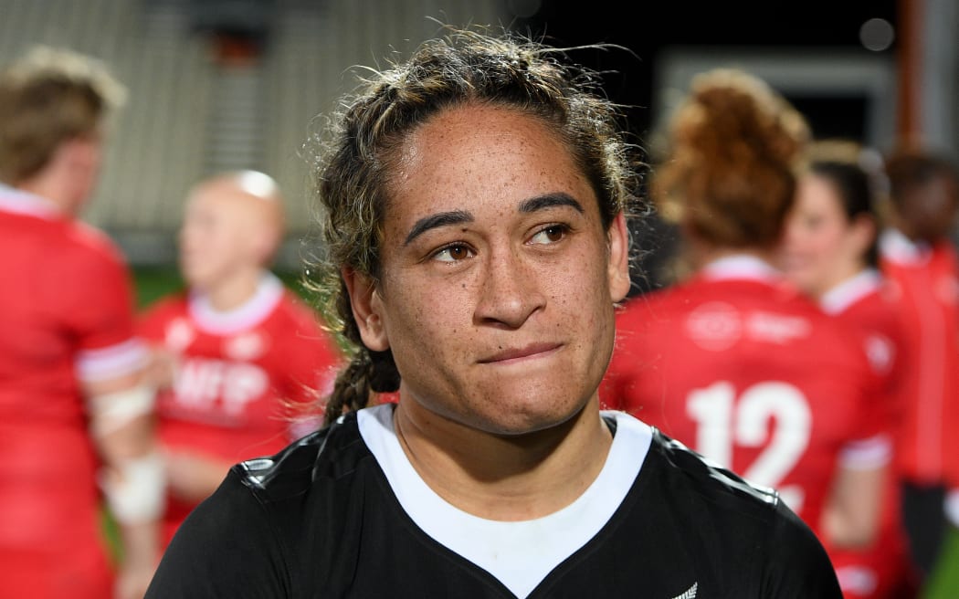 Kennedy Tukuafu of the Black Ferns after the 27-27 draw with Canada in Christchurch. 2025.