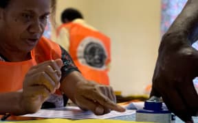 A voting station in the Solomon Islands
