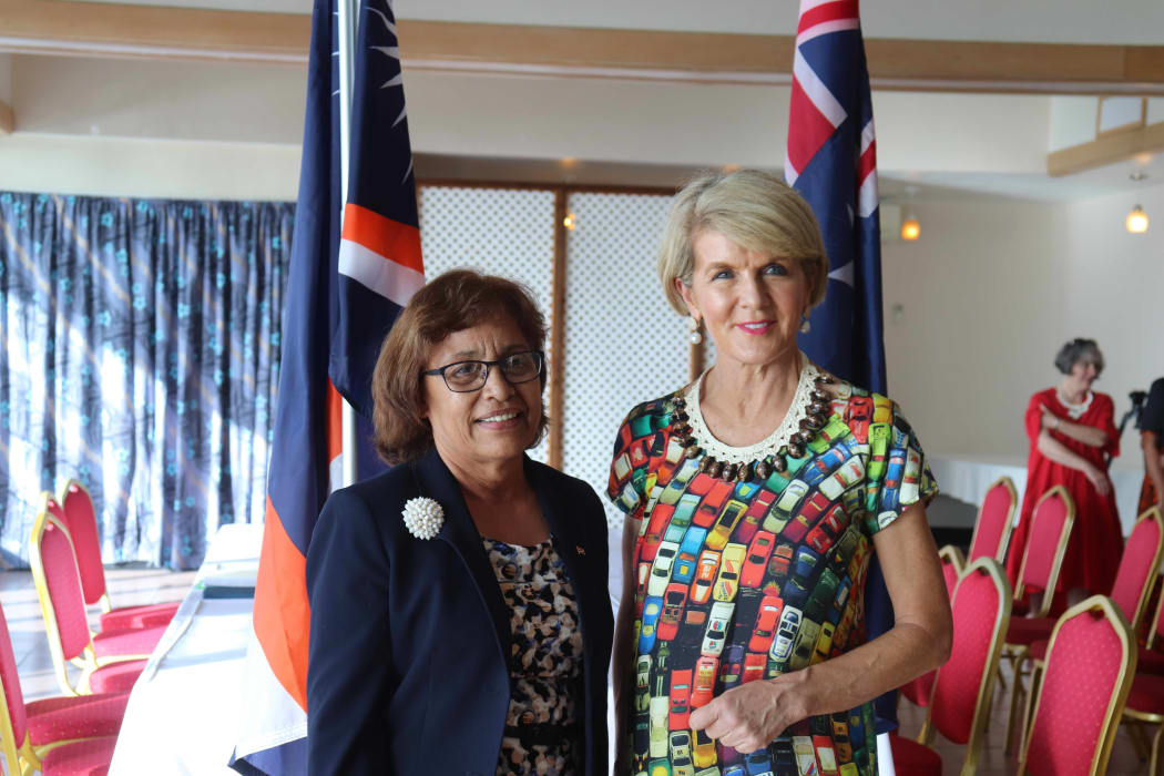 Marshall Islands President Hilda Heine with Australian Foreign Minister Julie Bishop in Majuro.