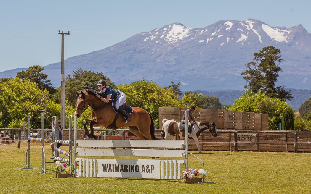 The Waimarino A & P Show is a true celebration of the rural community. An equestrian rider clears a fence at last year's show with Mt Ruapehu as the backdrop.