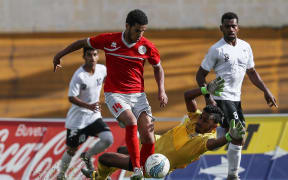 New Caledonia's Paul Gope-Fenepej caused the Fiji defence plenty of problems.