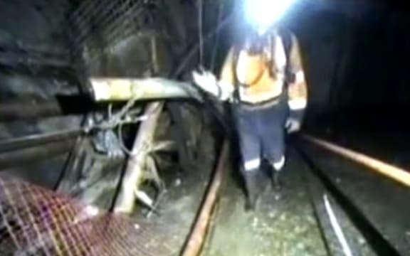 A screenshot of the Pike River footage released today.