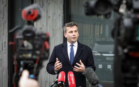 ACT Party leader David Seymour outside the Canterbury Employers' Chamber of Commerce on 29 September 2023.