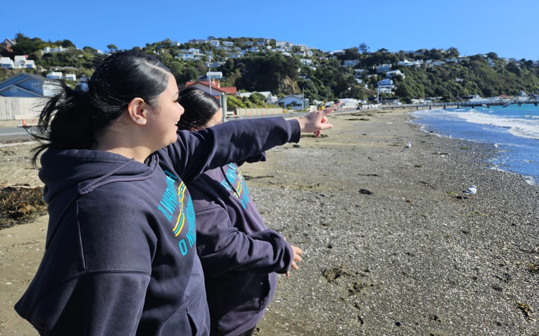 Raukura Chankee-Paea points out some of the local historic sites.