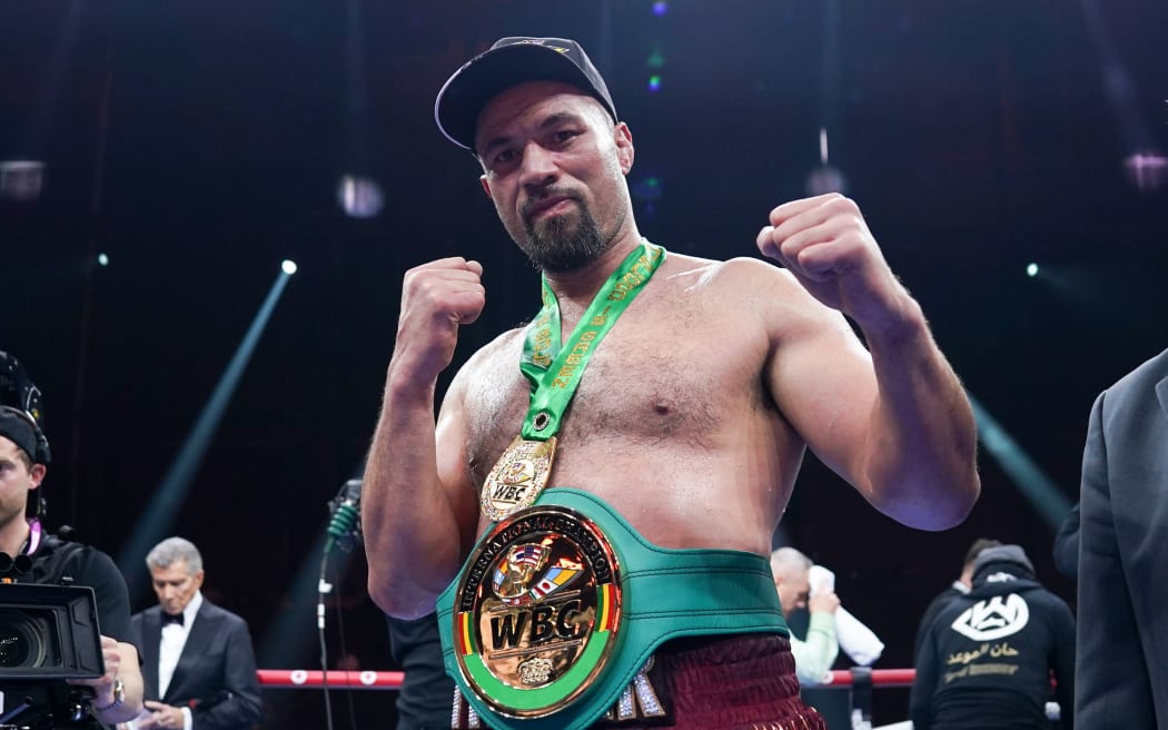 Joseph Parker following his unanimous points win over Deontay Wilder in Saudi Arabia.