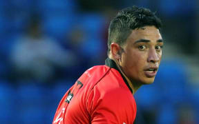 Kevin Locke lines up a penalty kick for Salford Red Devils, 2014.