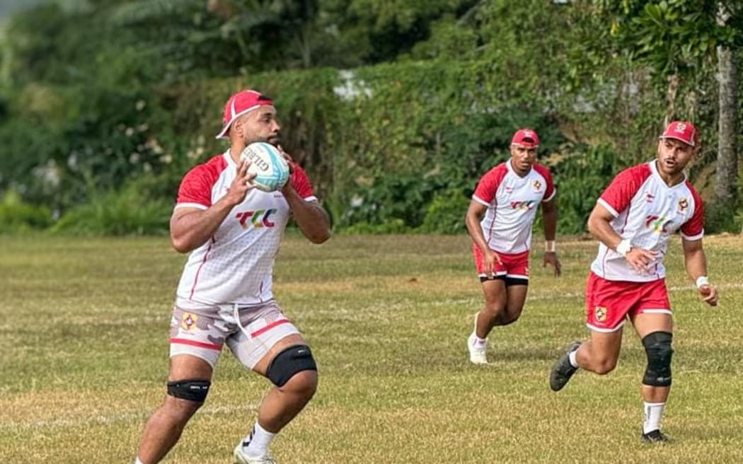 Tongan players training in Apia for the Test against Manu Samoa on Friday. Photos: Tonga Rugby Union