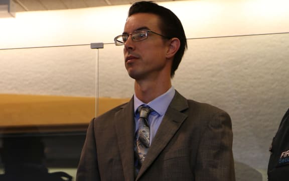 Lawyer Andrew Simpson appears for sentencing at the Auckland High Court.