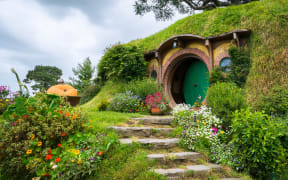 Hobbiton movie set in Matamata, New Zealand.