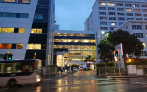 Outside Auckland Hospital this morning
