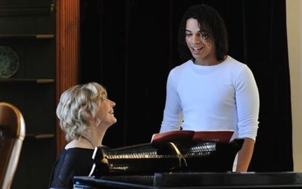 Frances Wilson and Stephen Diaz in rehearsal for Oreste