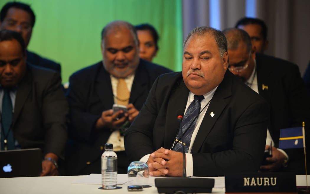 Nauru's President Baron Waqa at the Pacific Islands Forum foreign ministers meeting in Sydney.