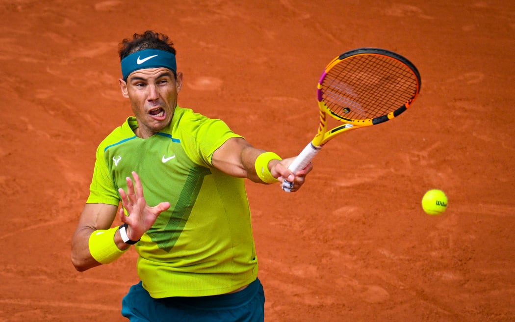 Rafael Nadal on his way to winning the 2022 French Open title in Paris in 2022.
