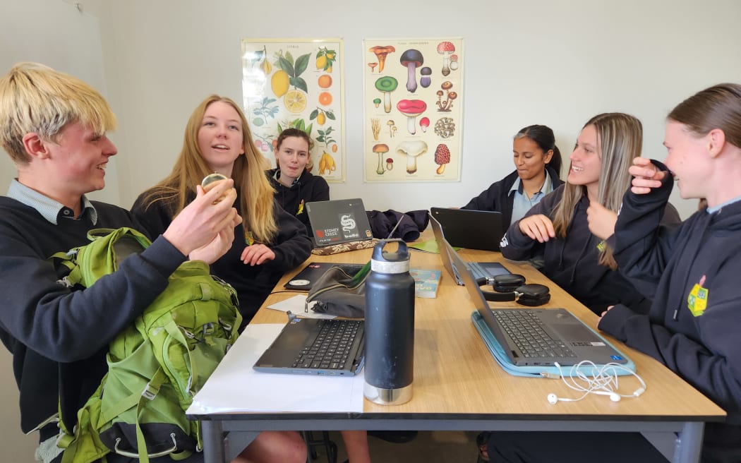 Katikati College students at work at the Grow Hub