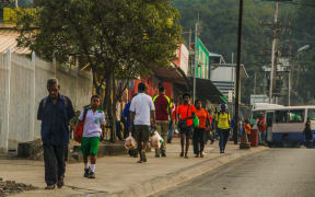 Foot traffic in inner Port Moresby.