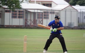 Former Black Cap Andrew Penn puts his weight into the ball while opening the batting for Whanganui against Hawke’s Bay in Palmerston North on Friday.