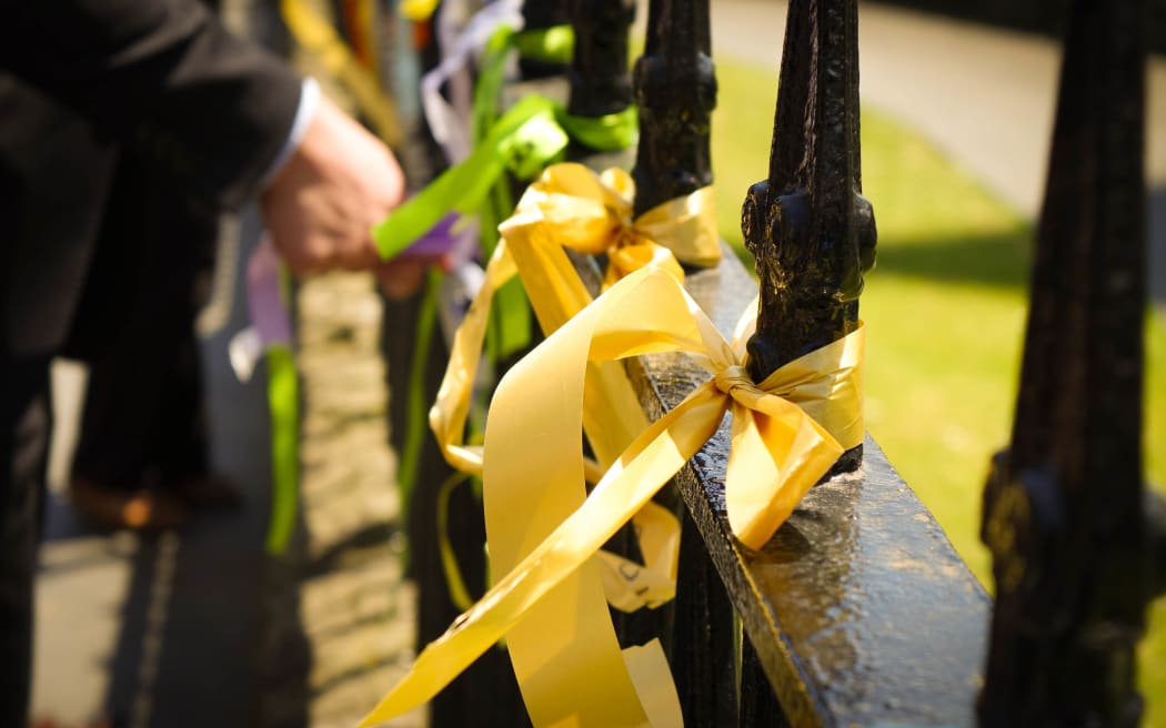 Last day of the Royal Commission into Abuse in Care. Attendees and witnesses tied ribbons at the nearby St Patrick and St Joseph Cathedral.