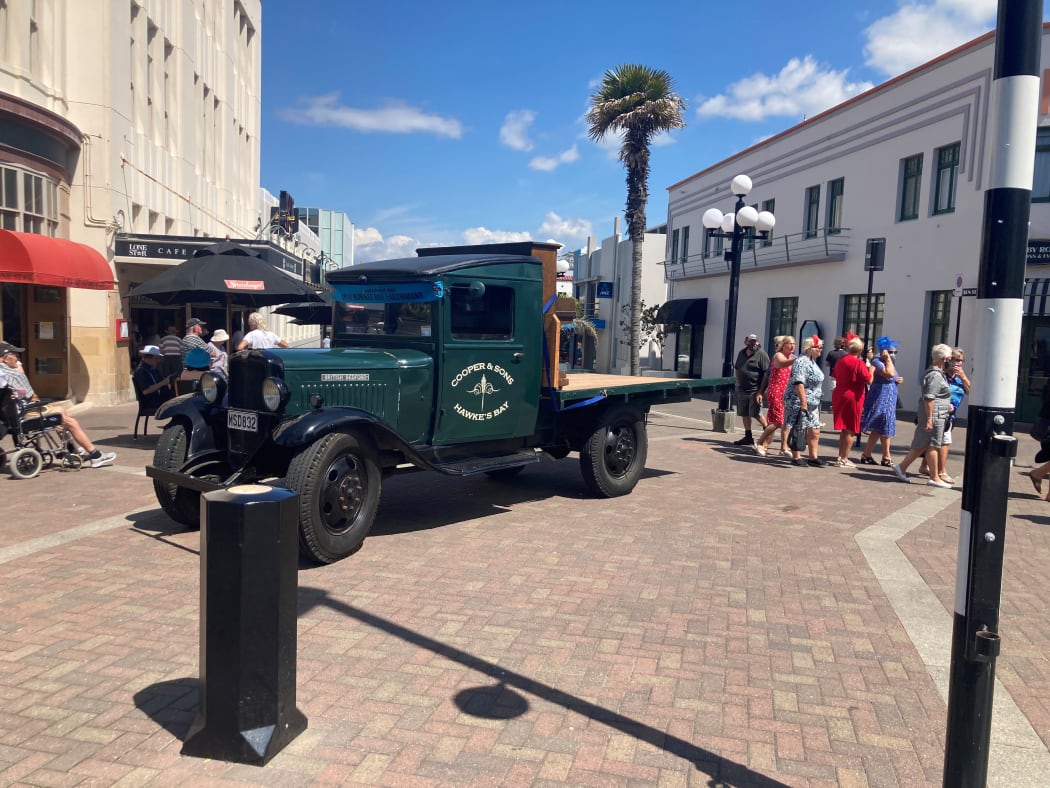 The main streets of Napier were lined with old-fashioned cars at the weekend, as locals and visitors enjoyed the scaled back Art Deco festival - February 2022.