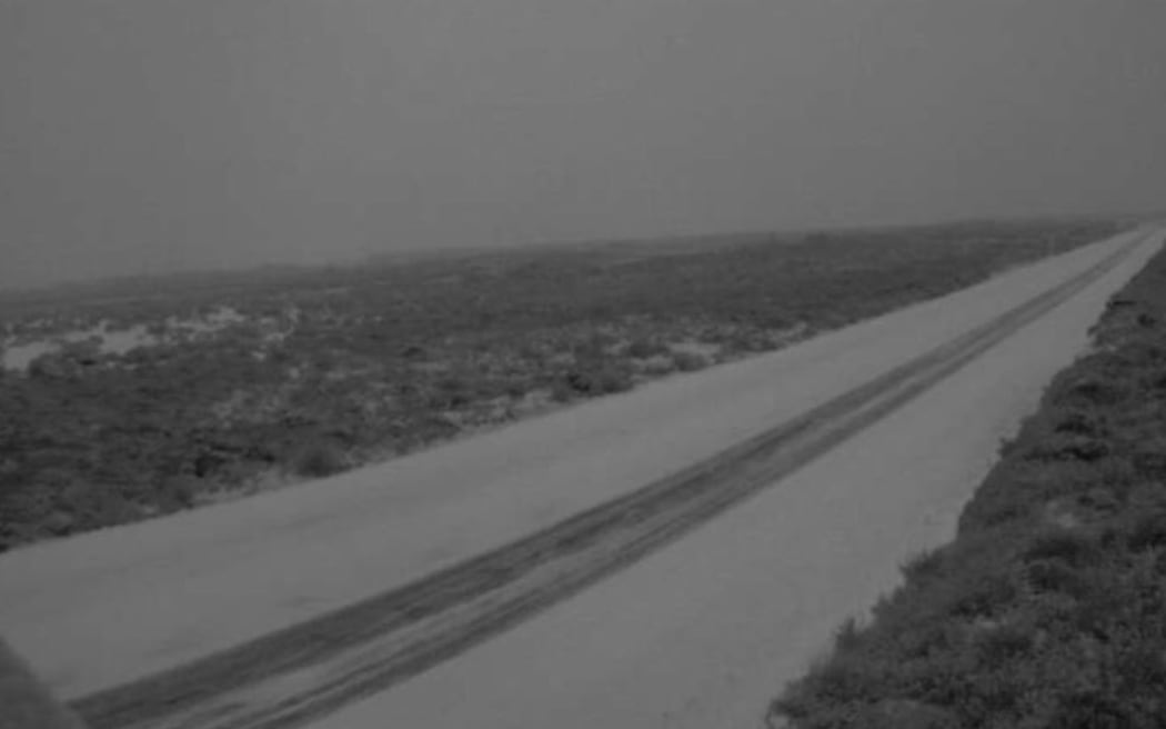 The Desert Road covered in snow on Thursday 6 October 2022