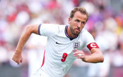 ORLANDO, FLORIDA - JUNE 10: Harry Kane #9 of England looks on during the International Friendly match between England and Costa Rica at Inter&Co Stadium on June 10, 2026 in Orlando, Florida. (Photo by Rich Storry/Getty Images)