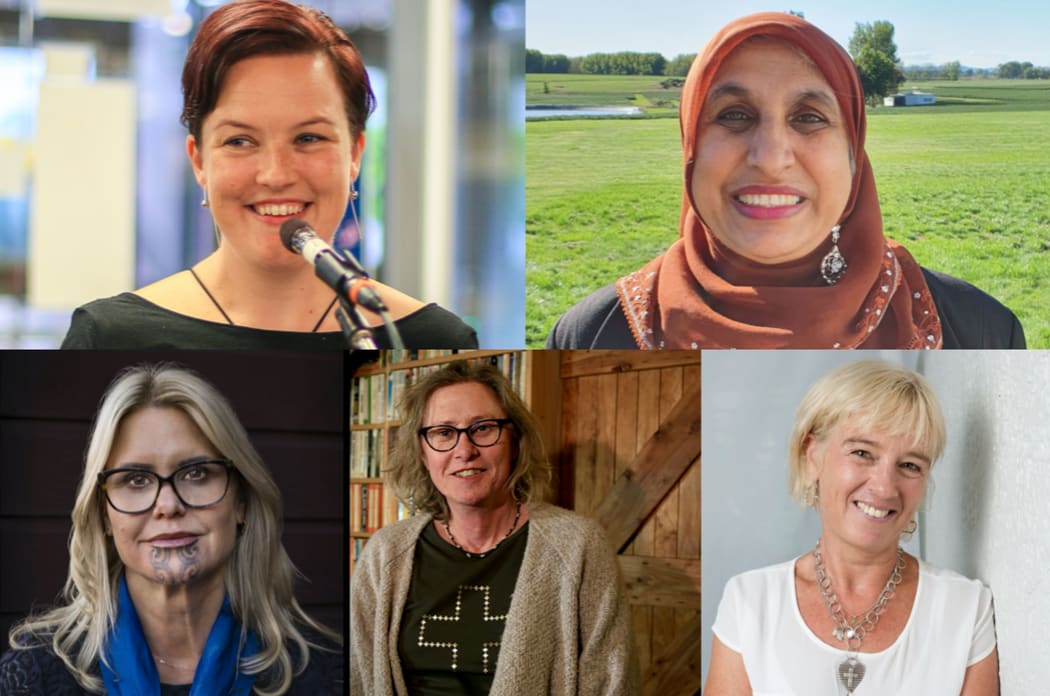 Upper: Emily Writes, Anjum Rahman.
Lower: Dr Hinemoa Elder, Kyle Mewburn, Julie Zarifeh.