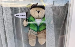 Teddy bear in window to cheer up kids in neighbourhood during Covid-19 lockdown