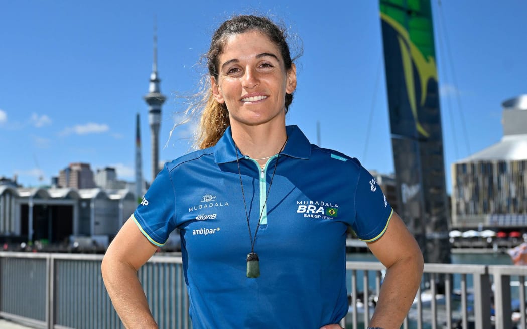 Brazil SailGP driver Martine Grael at Auckland's Wynyard Viaduct.