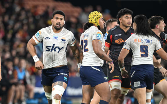 Ardie Savea of Moana Pasifika against the Chiefs at FMG Stadium on Saturday 24 May 2025.