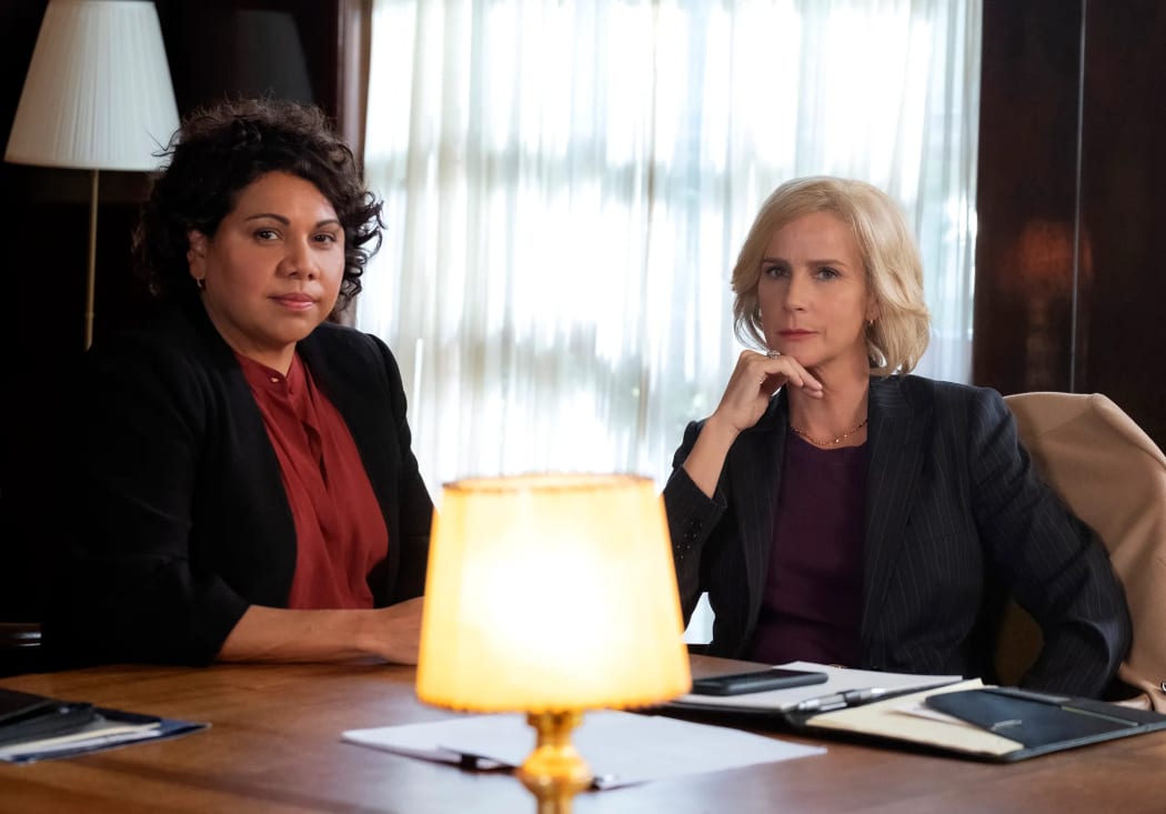 Still from the ABC tv series Total Control featuring Deborah Mailman and Rachel Griffiths