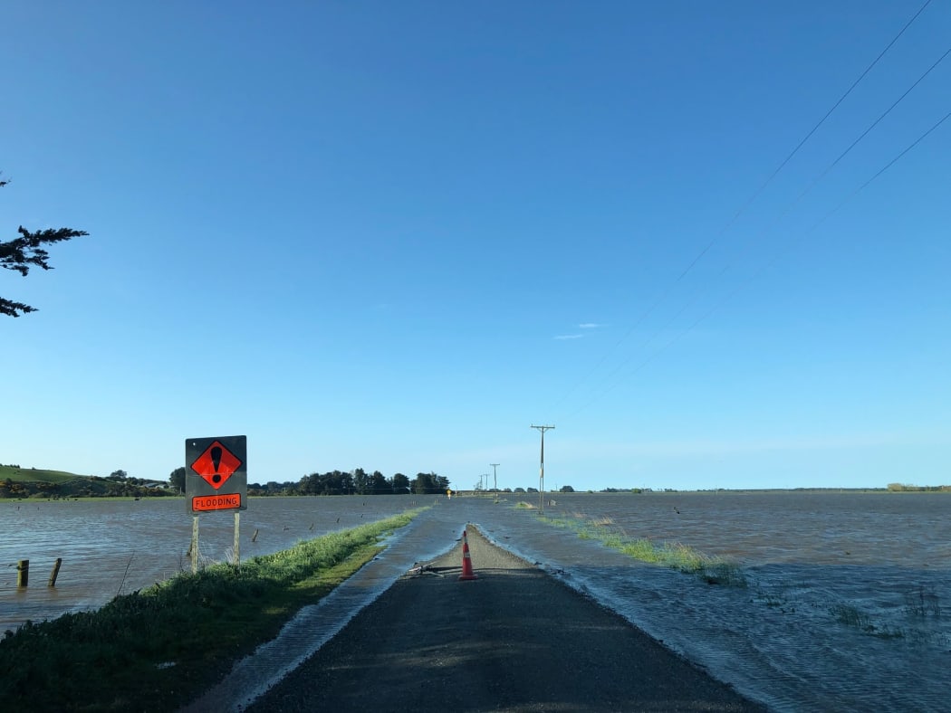 Mataura Island-Titiroa Road closed by weekend flooding, pictured on Monday 5 October 2020..