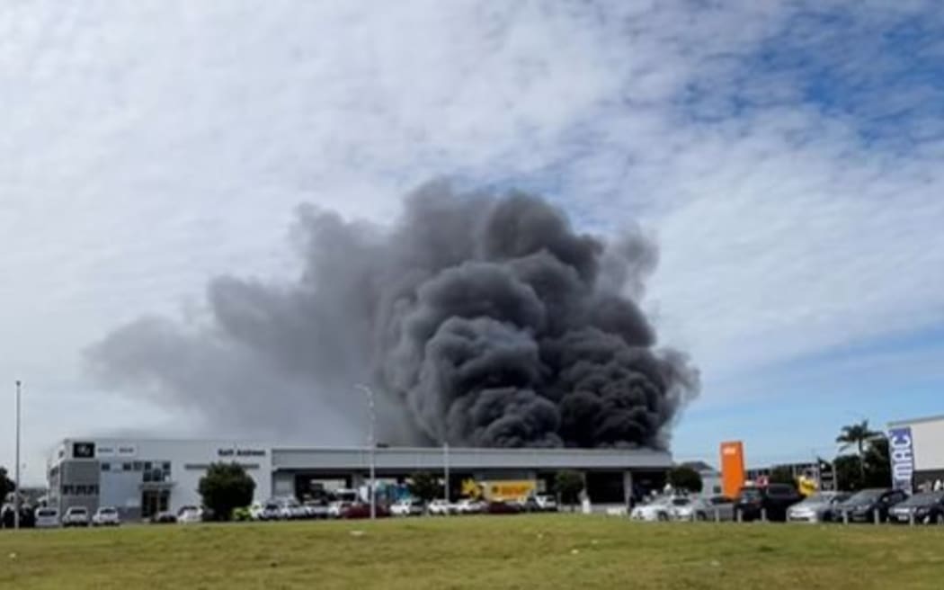 An industrial fire is burning in the south Auckland suburb of Wiri.