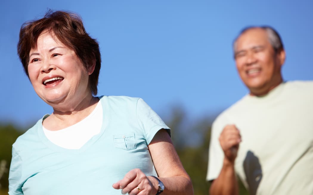 Senior couple jogging