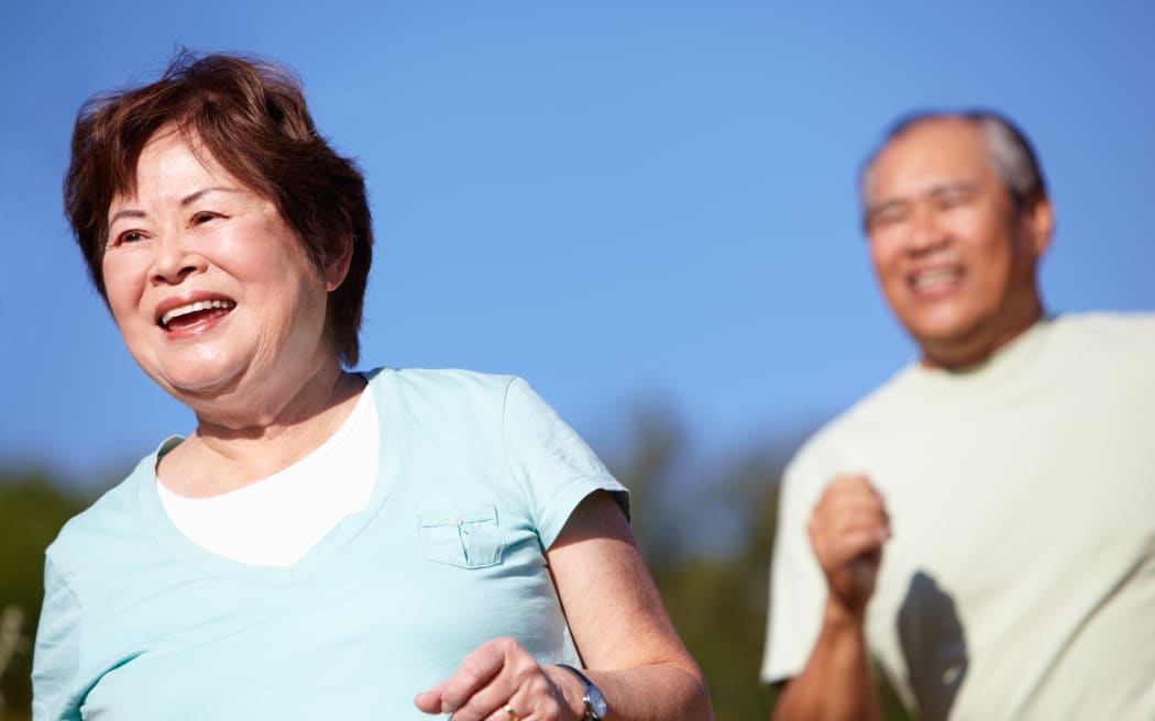 Senior couple jogging