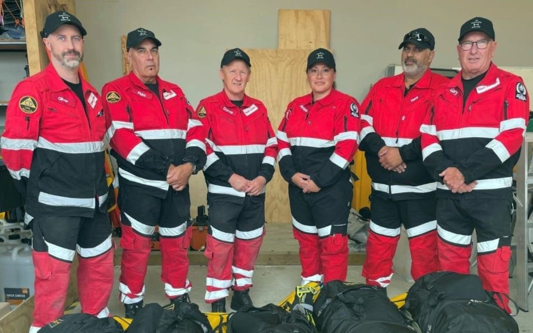 Marlborough Civil Defence volunteers Oliver Rathmill, left, Pete Rasmussen, Dave Parsons, Amaroa Katu, Hemi Priestley and Gary Spence.